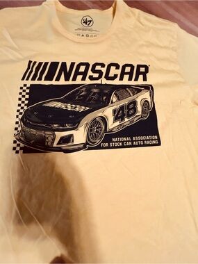 47 NASCAR Graphic Tee in Light Yellow with black Print